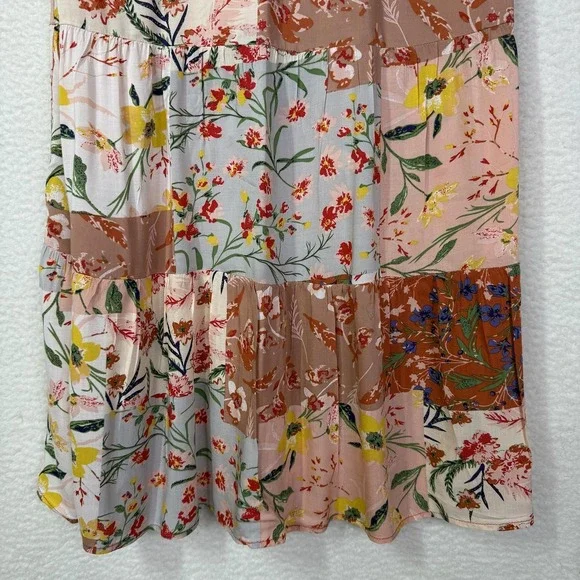 T Tahari Skirt Small Medium Multi Floral Patchwork Tiered Maxi Boho A-Line - Picture 4 of 13